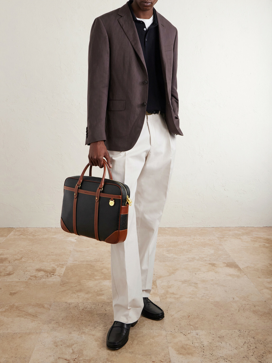Mulberry - Heritage Leather-Trimmed Scotchgrain Briefcase