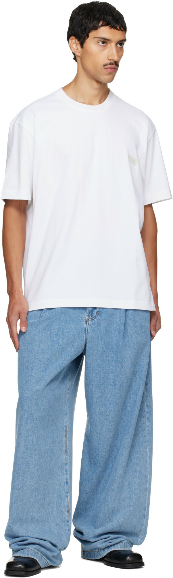 Solid Homme White Solid Back Logo T-shirt