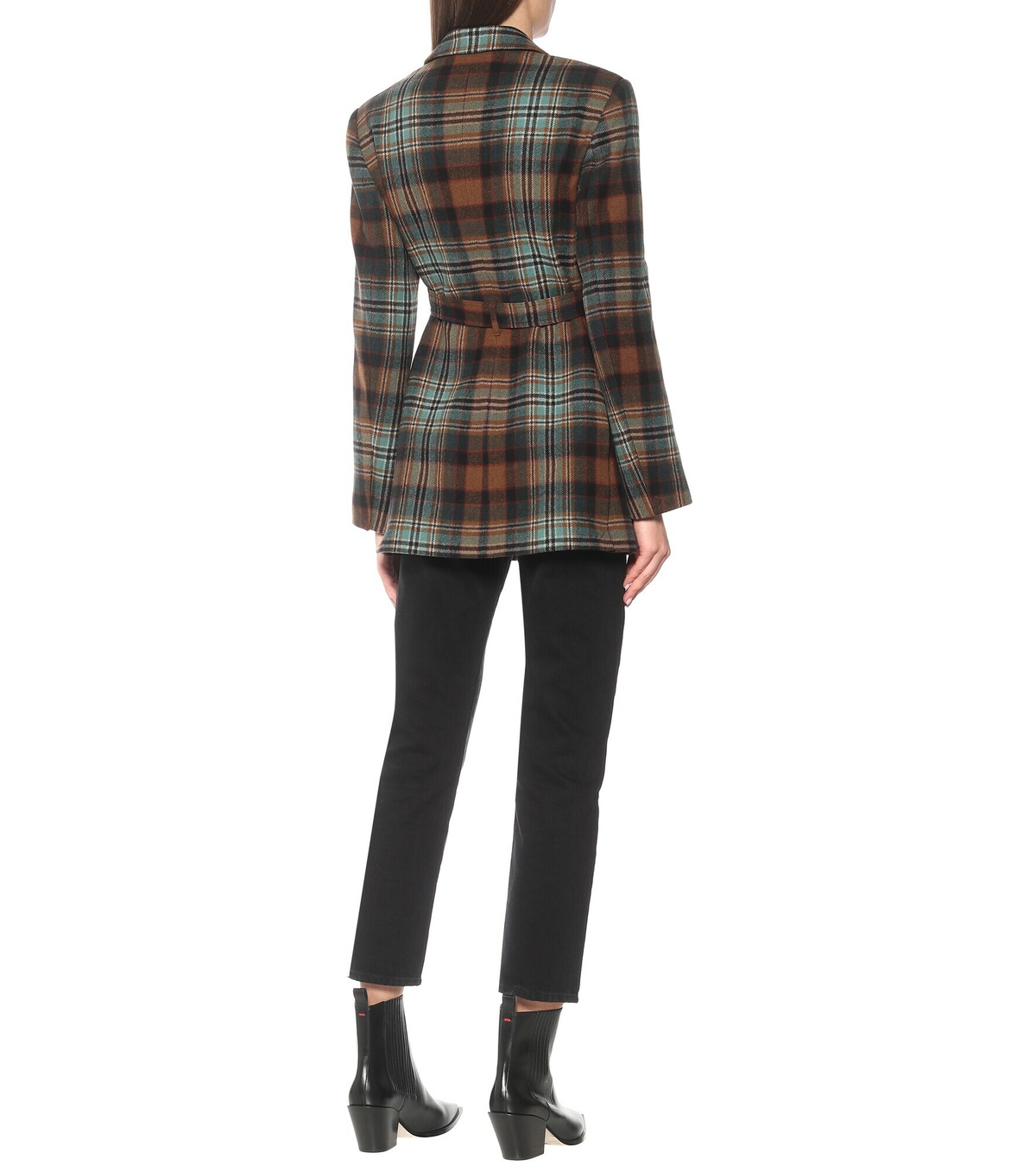 CO - Checked wool-flannel belted blazer