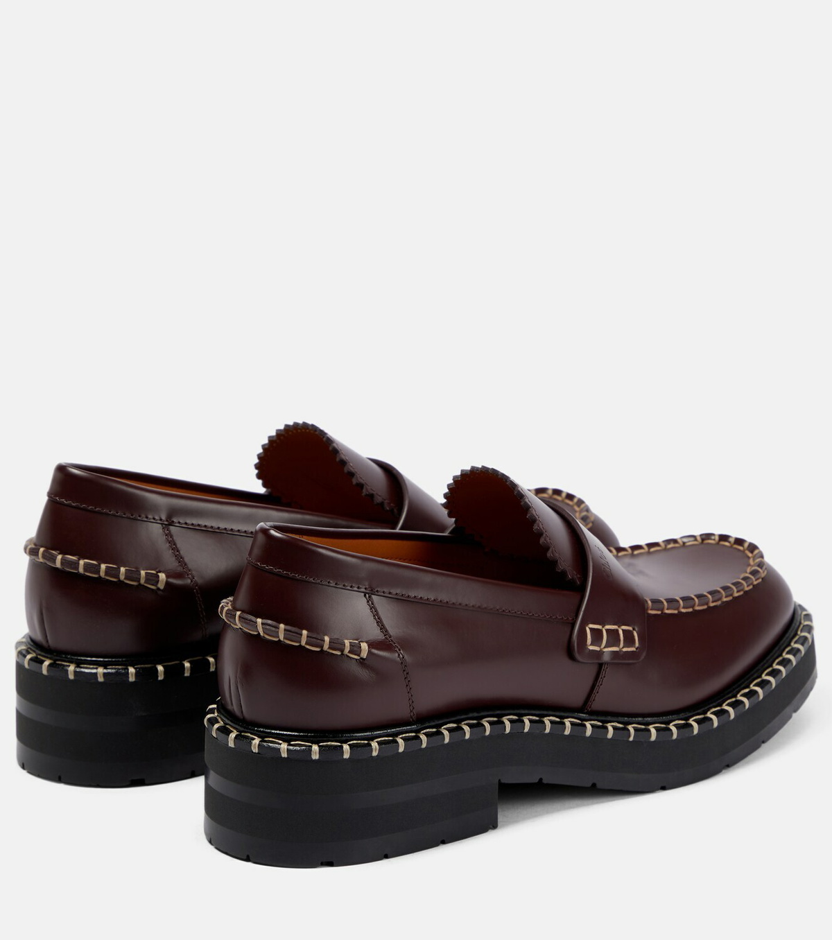 Chloe - Noua whipstitch leather loafers