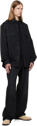 BALMAIN Black Monogram Denim Overshirt