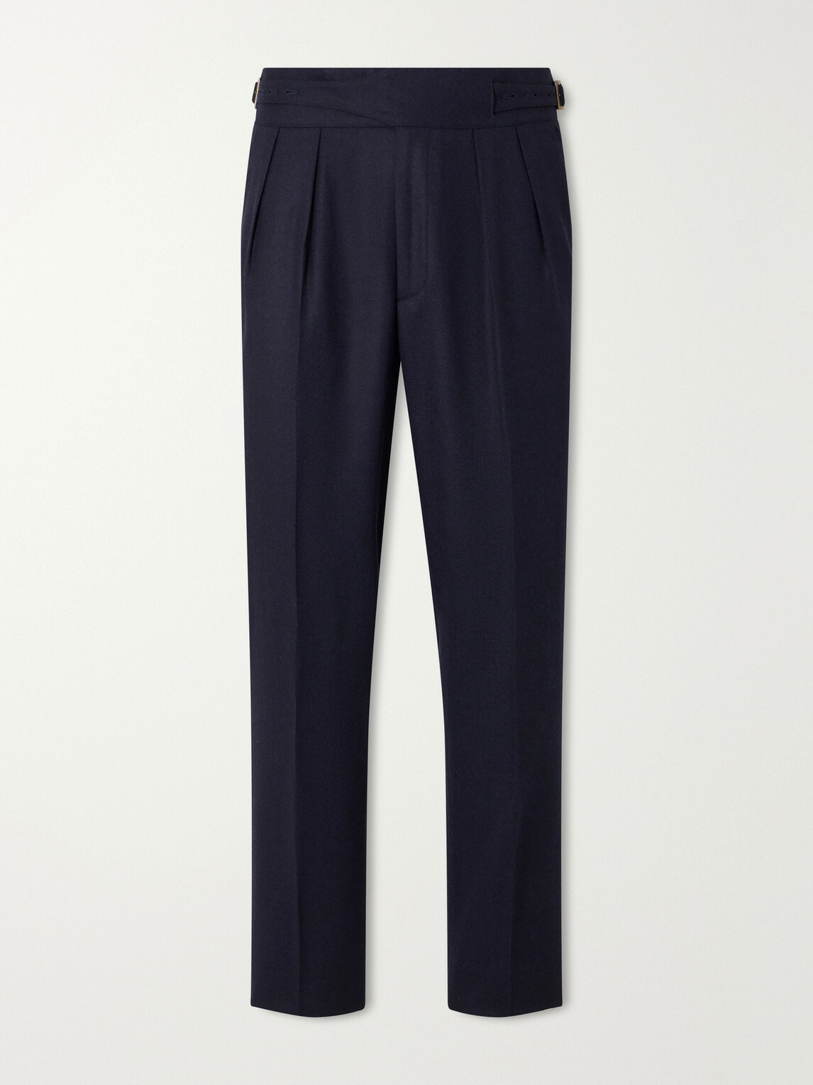 Rubinacci - Manny Tapered Mélange Virgin Wool-Twill Trousers - Blue