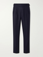 Rubinacci - Manny Tapered Mélange Virgin Wool-Twill Trousers - Blue