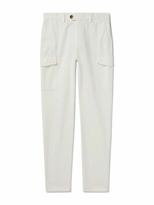Photo: Brunello Cucinelli - Straight-Leg Cotton-Twill Cargo Trousers - White