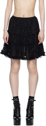 Anna Sui Black Shadow Blossom Tiered Petticoat Miniskirt