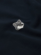 MAISON KITSUNÉ - Slim-Fit Logo-Appliquéd Cotton-Jersey Hoodie - Blue
