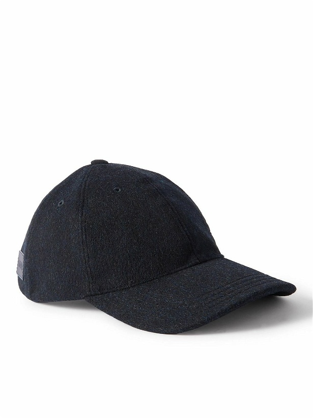 Photo: LOEWE - Logo-Embroidered Leather-Trimmed Brushed Wool Cap