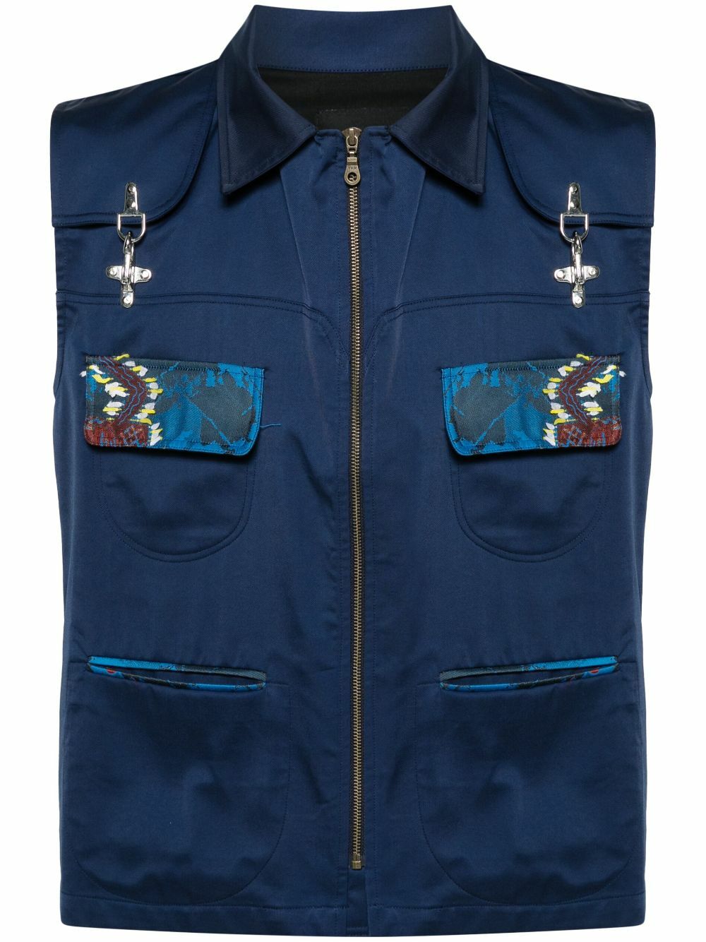 Labrum London Blue Geometric-Print Zip-Up Gilet