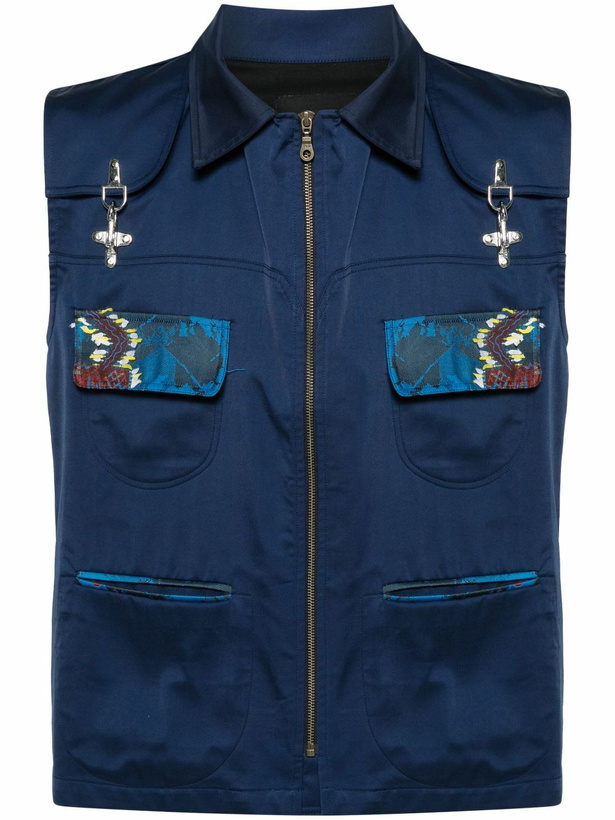Photo: Labrum London Blue Geometric-Print Zip-Up Gilet