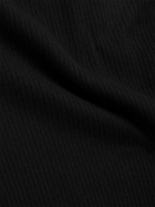 TOM FORD - Slim-Fit Satin-Trimmed Ribbed Cotton and Silk-Blend Henley T-Shirt - Black