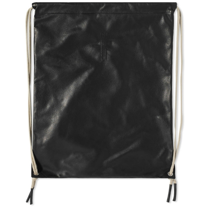 Photo: Rick Owens Men's Drawstring Leather Bag in Black/Pearl