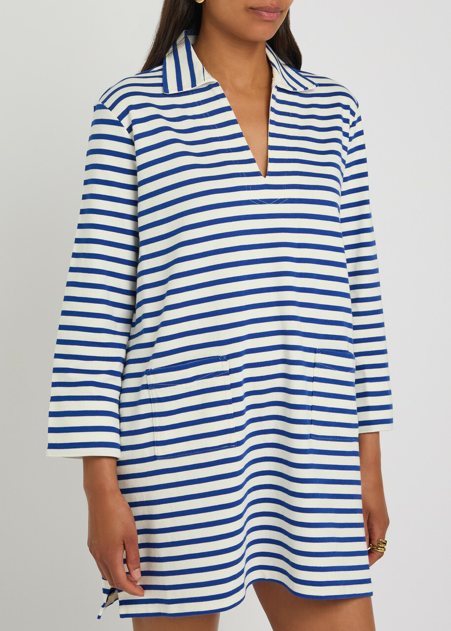 Polo Ralph Lauren Striped Cotton Mini Tunic Dress Blue