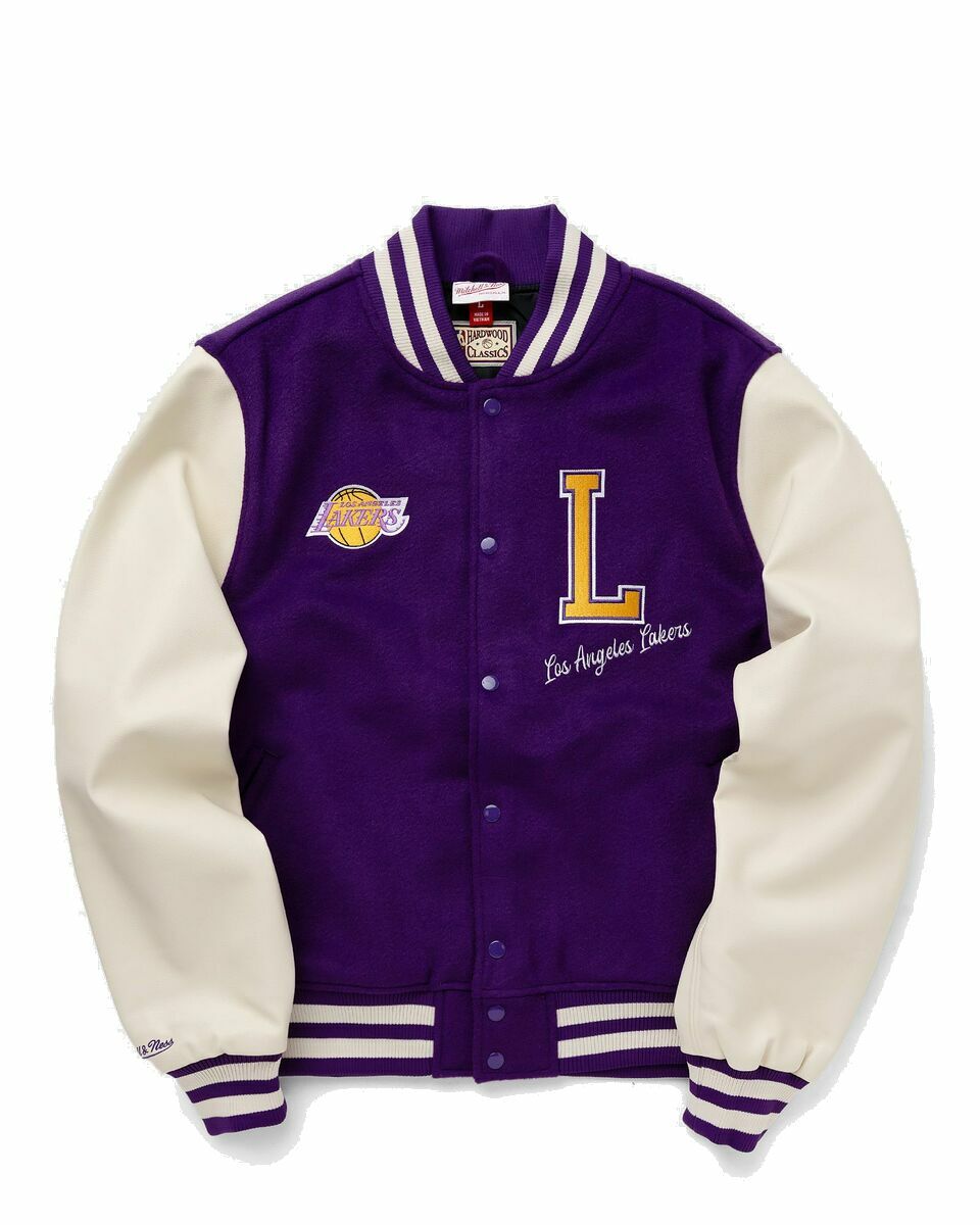 Photo: Mitchell & Ness Nba Varsity Jacket Los Angeles Lakers Purple/Beige - Mens - College Jackets/Team Jackets