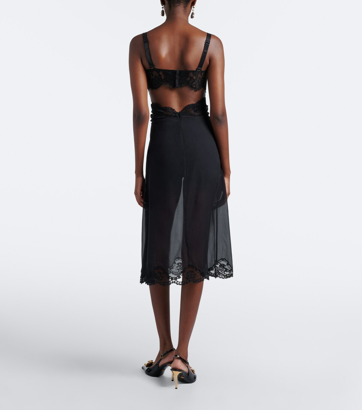 Dolce&Gabbana Lace-trimmed silk-blend midi dress