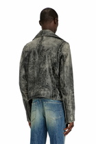 Diesel Biker jacket in treated leather - Leather jackets Mens in Grey