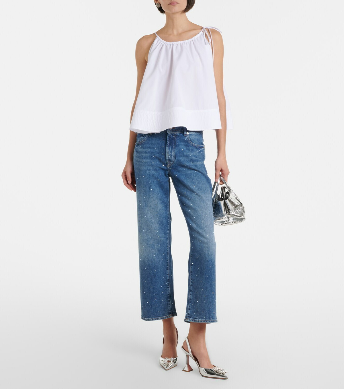 7 For All Mankind Stovepipe embellished straight jeans