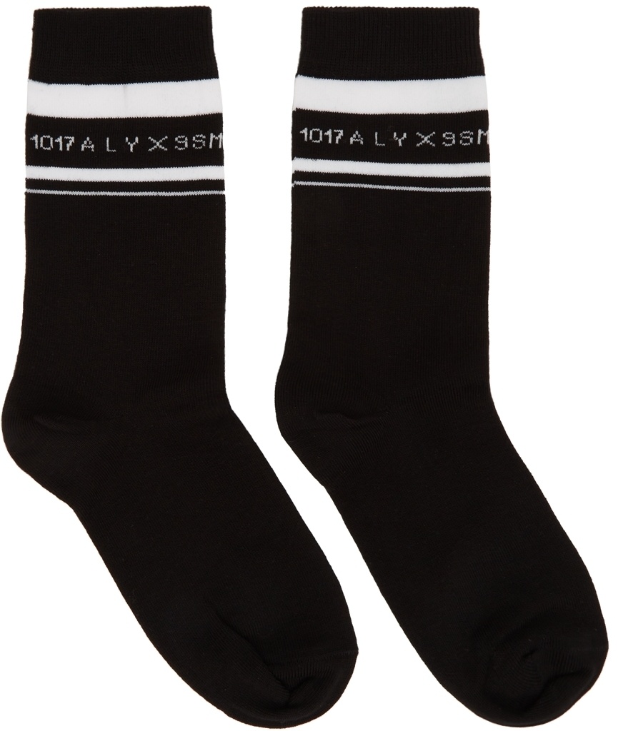 1017 ALYX 9SM Black Horizontal Stripe Logo Socks 1017 ALYX 9SM