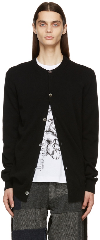 Photo: Comme des Garçons Shirt Black Knit Lambswool Crewneck Cardigan