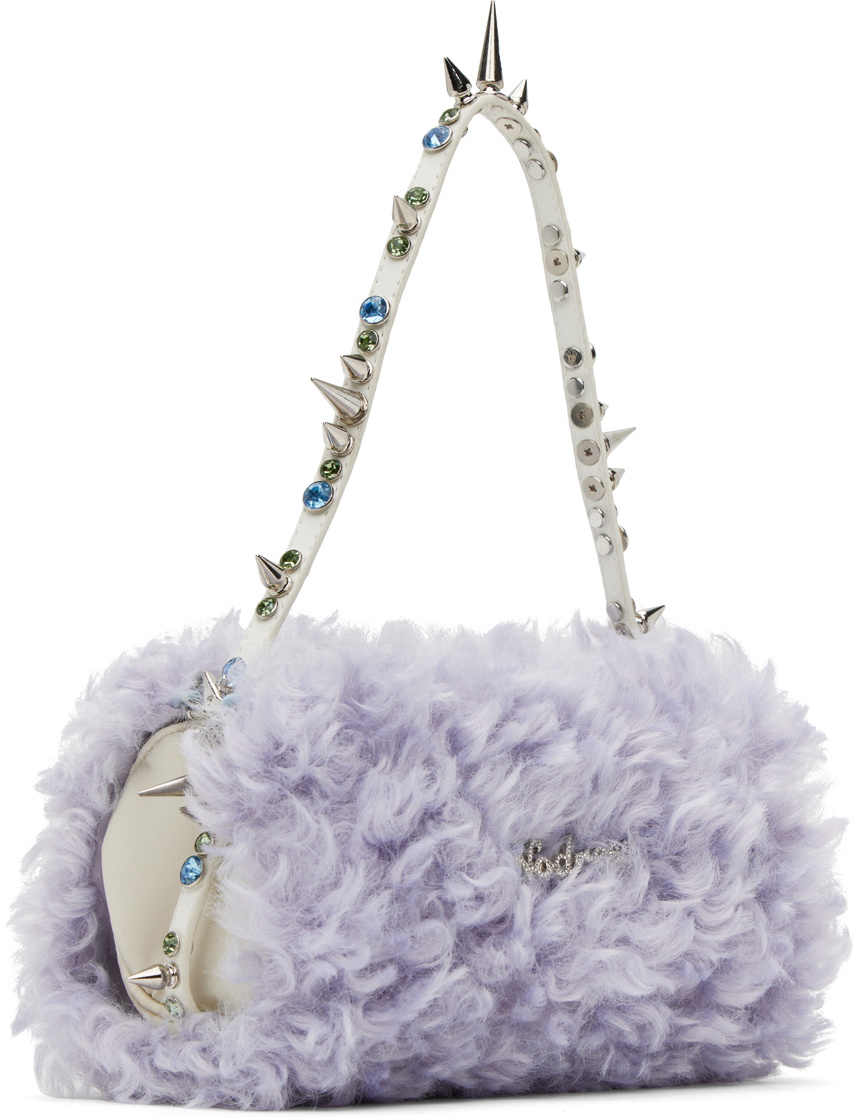 Nodress Off-White & Blue Crystal-Cut Shoulder Bag Nodress