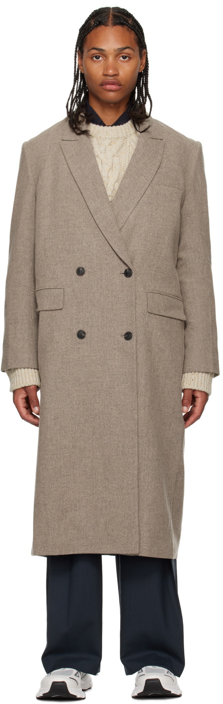 LOW CLASSIC Beige Double Long Coat