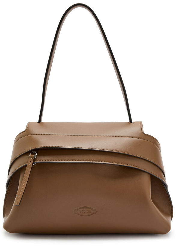 Photo: Tods Wav Monospalla Piccola Leather Tote bag - Tan - One Size