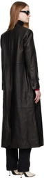 R2W Black Bakel Maxi Leather Coat