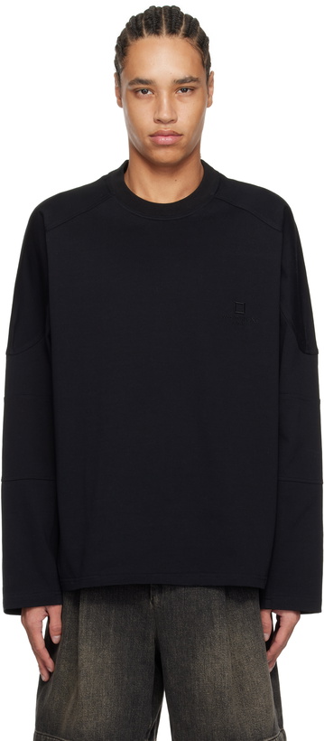 Photo: WOOYOUNGMI Black Shoulder Cut Long Sleeve T-shirt