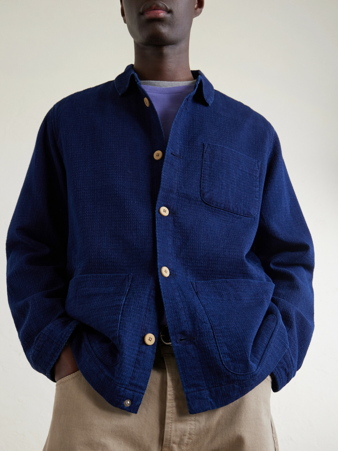 Folk - Assembly Checked Cotton Jacket - Blue
