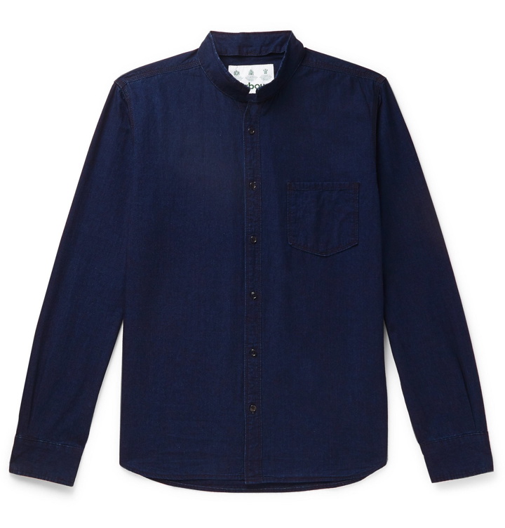 Photo: Barbour - Mile Castle Mandarin-Collar Cotton-Chambray Shirt - Blue