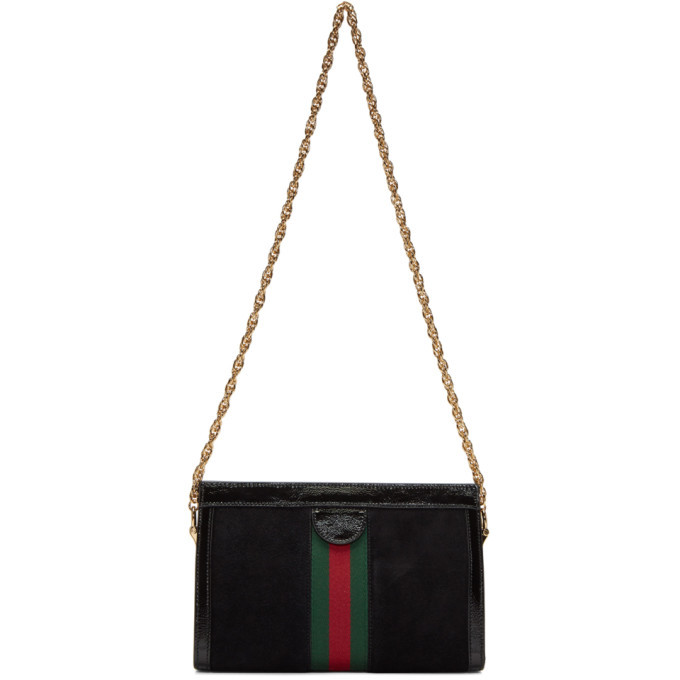 Gucci Ophidia GG Small Suede Shoulder Bag in Black