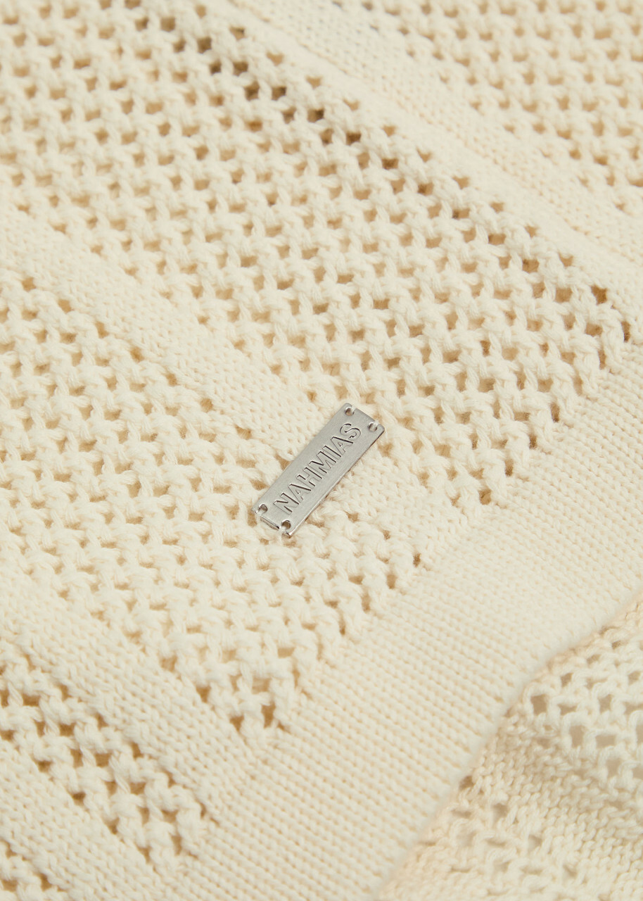 Nahmias Intarsia Open-knit Cotton Shirt Ivory