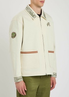 Malbon Harvets Embroidered Stretch-denim Jacket Cream