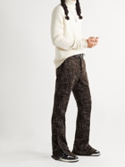 AMIRI - Slim-Fit Flared Wool-Blend Bouclé Trousers - Brown