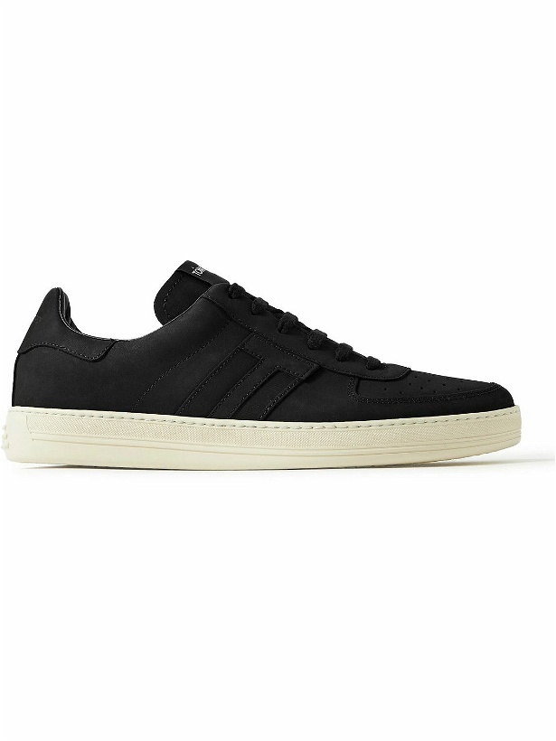 Photo: TOM FORD - Radcliffe Leather-Trimmed Nubuck Sneakers - Black