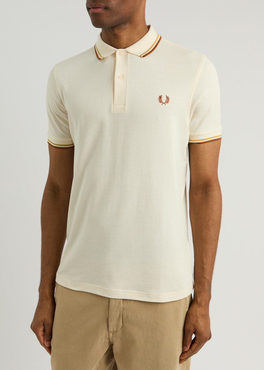 Fred Perry Logo-embroidered Piqué Cotton Polo Shirt Cream