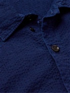 Oliver Spencer - Riviera Indigo-Dyed Cotton-Seersucker Shirt - Blue