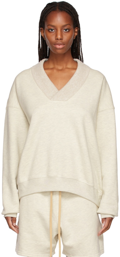 Photo: Fear of God Beige V-Neck Sweatshirt