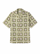 NN07 - Julio 5391 Camp-Collar Crochet-Trimmed Cotton-Poplin Shirt - Green