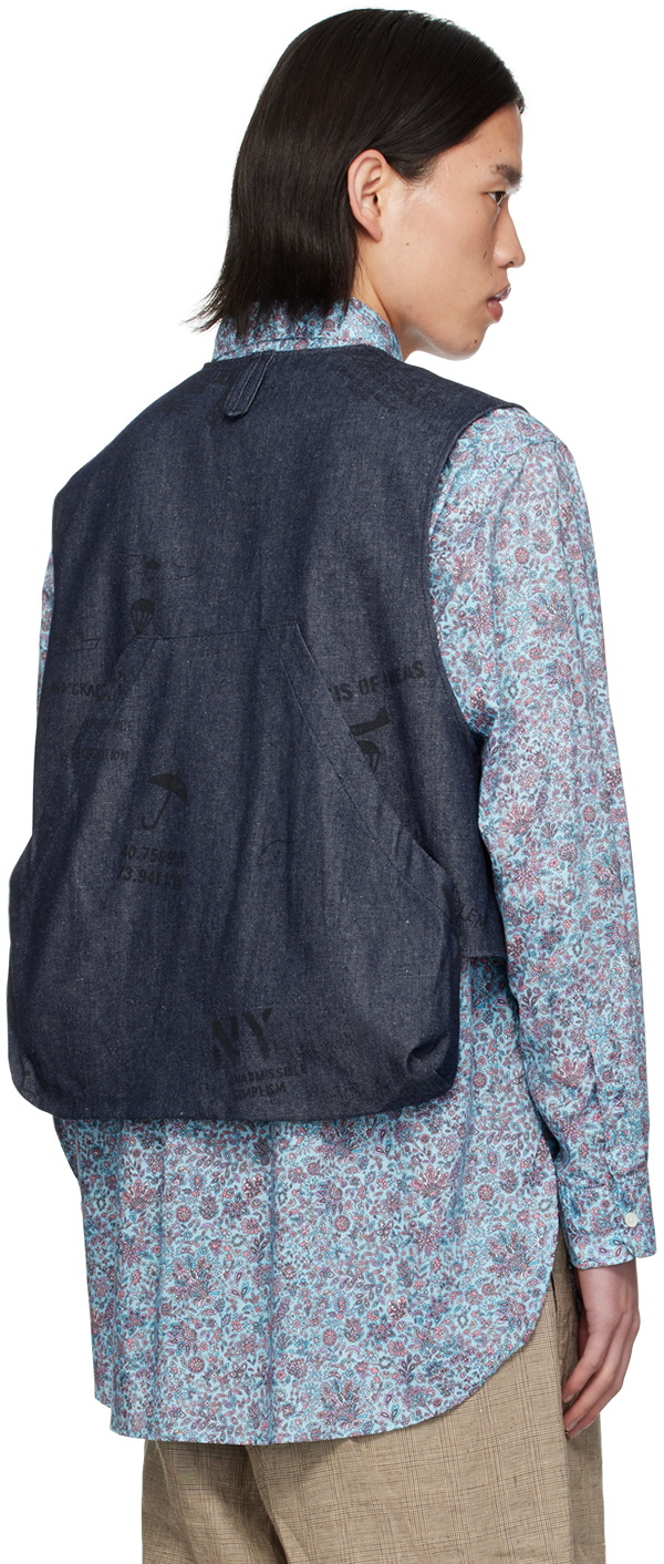 Engineered Garments Indigo Graffiti Denim Vest Engineered Garments