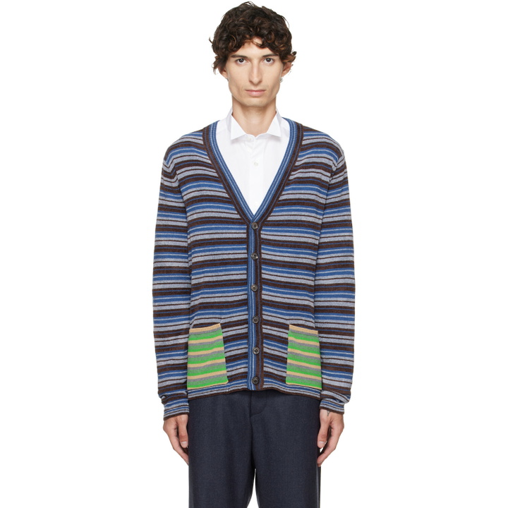 Photo: Maison Margiela Blue Striped Wool Cardigan