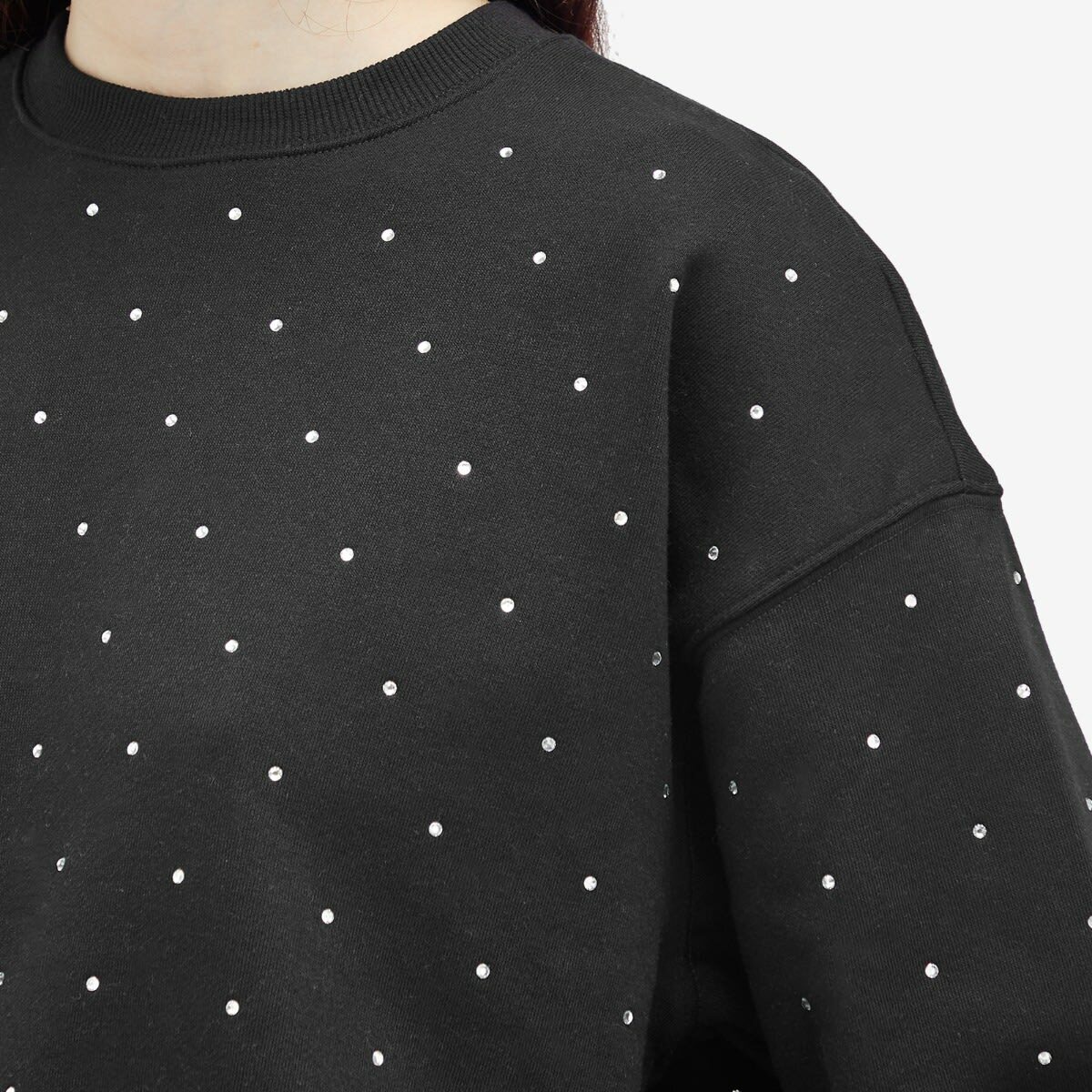 Good American Women's Crystal Crewneck Sweatshirt in Black