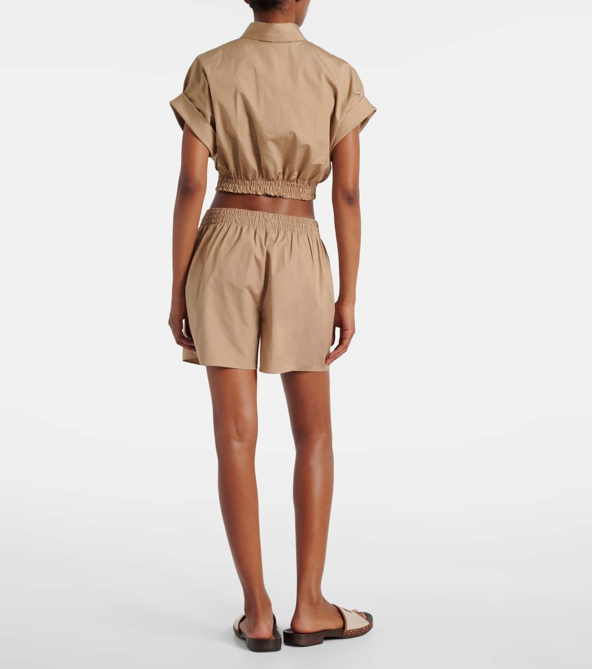 Miu Miu Logo cotton poplin shorts