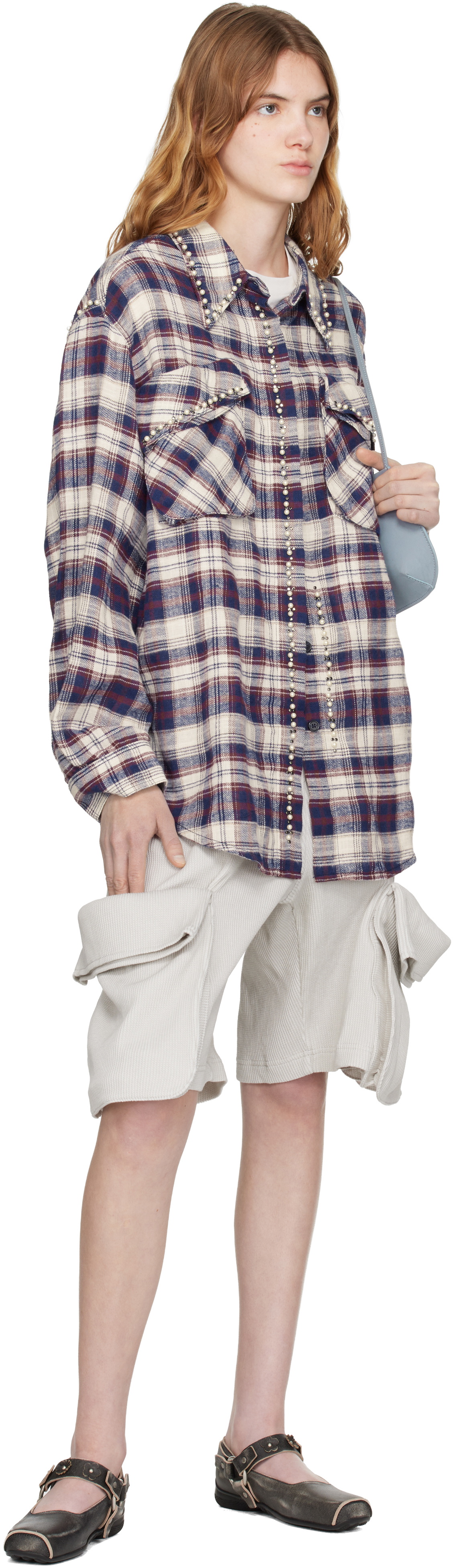 OPEN YY Gray Rolled Waist Sweat Cargo Shorts