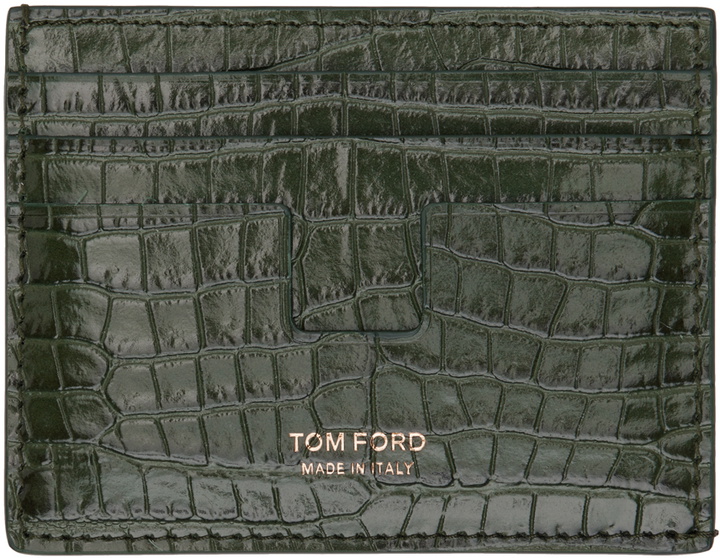 Photo: TOM FORD Green Croc-Embossed Card Holder