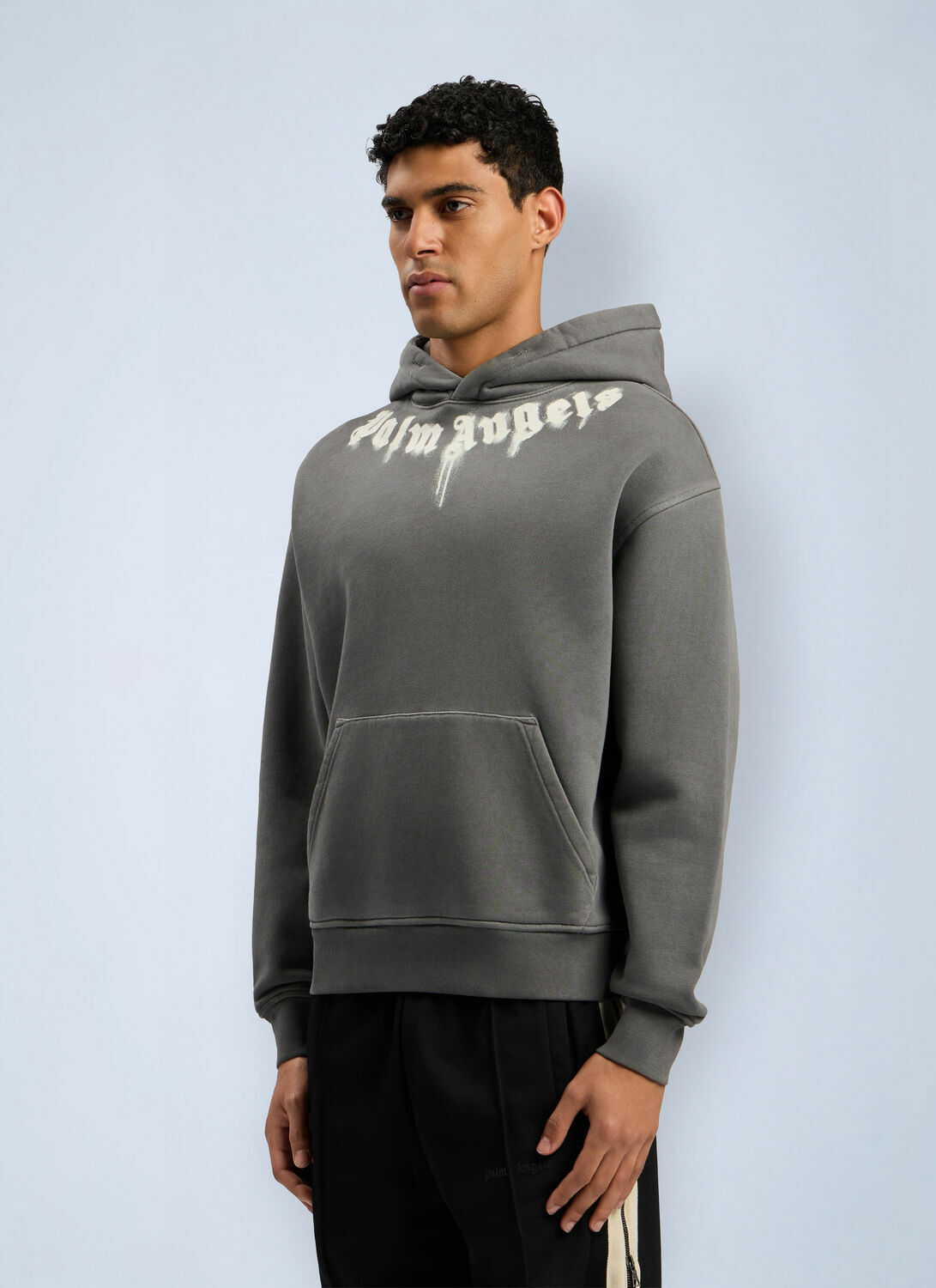 Palm Angels Neck Logo Regular Hooded Sweatshirt
