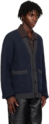 Universal Works Navy & Gray Patch Cardigan