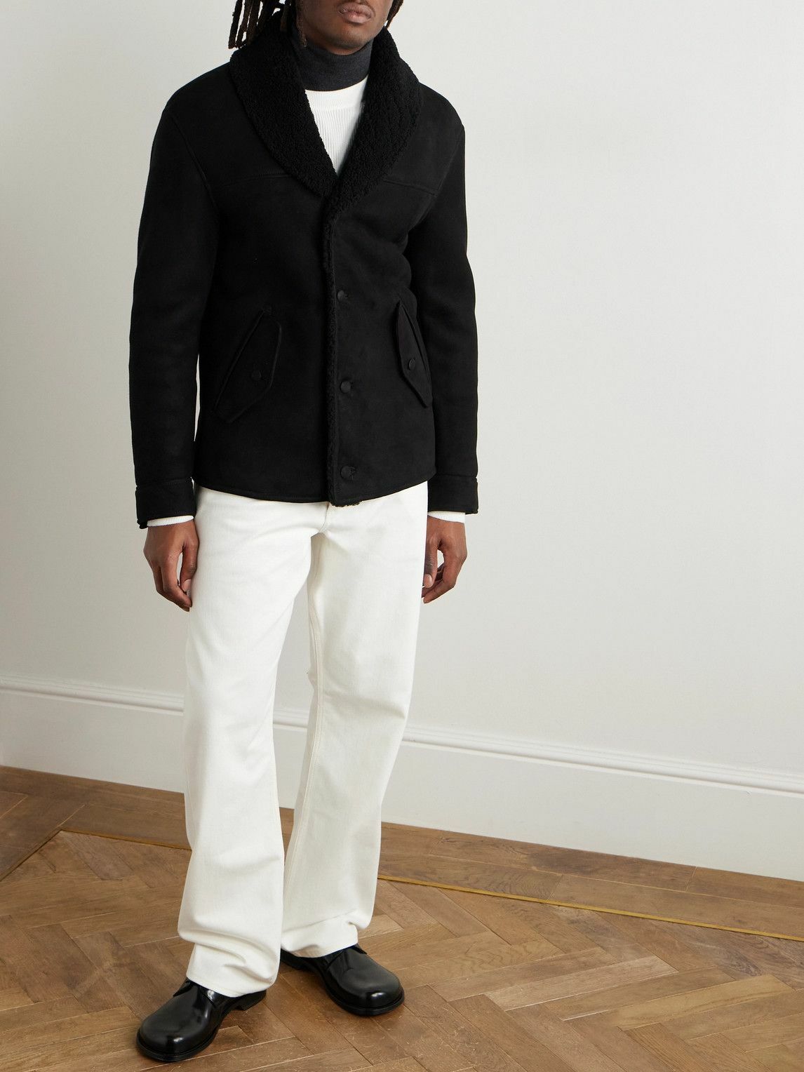 Gabriela Hearst - Shawl-Collar Shearling Jacket - Black