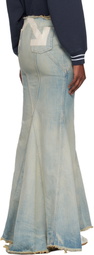 Off-White Blue Denim Maxi Skirt