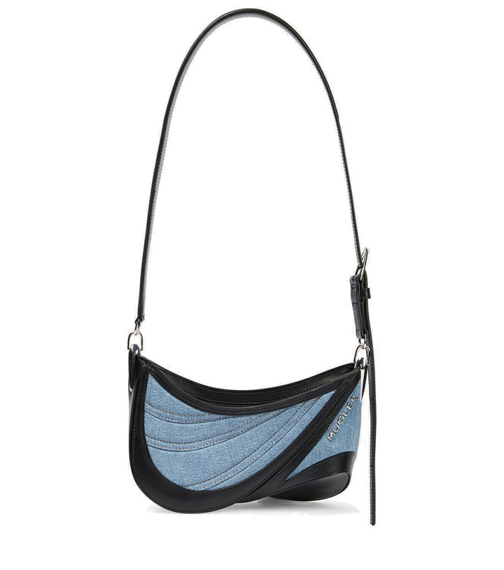 Photo: Mugler - Leather and denim shoulder bag