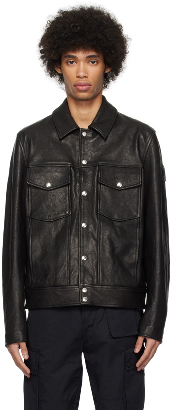Photo: Belstaff Black Piston Leather Jacket